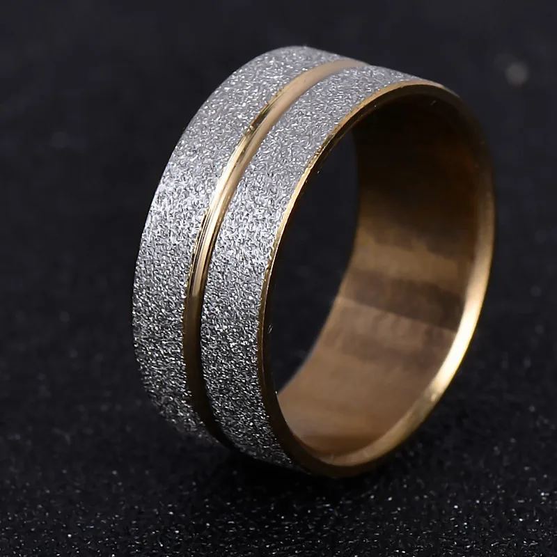 

Brand Design Gold Silver Color Scrub 316L Stainless Steel Ring For Women Men Wedding Gift Never Fade nj197