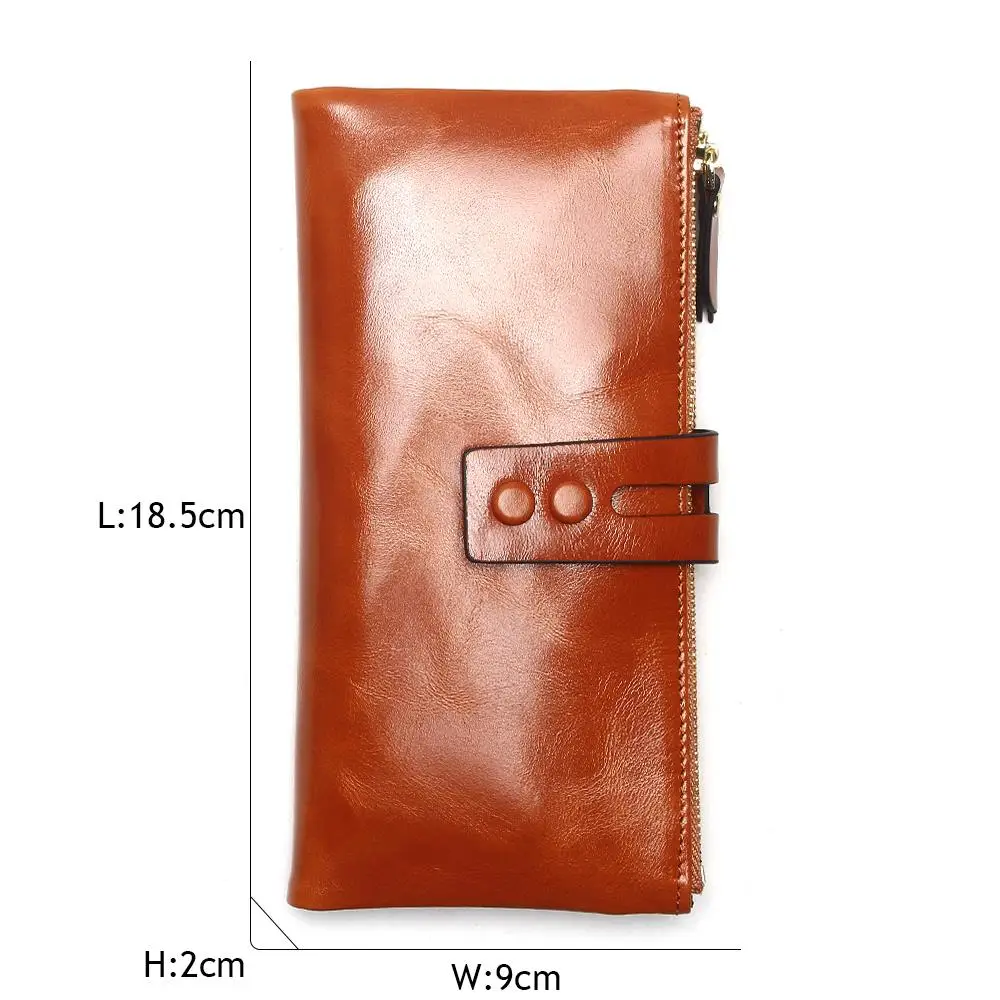 2020 New Fashion Women Oil Wax Wallets Female Genuine Leather Womens Wallet Zipper Design Women's Purse Ladies Long Phone Holder 2020 New Fashion Women Oil Wax Wallets Female Genuine Leather Womens Wallet Zipper Design Women's Purse Ladies Long Phone Holder