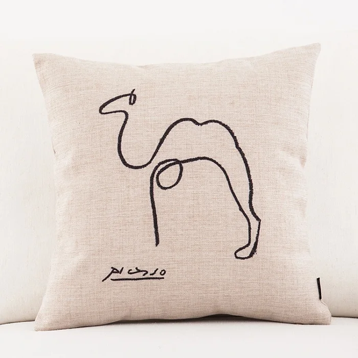 Наволочки для подушек Picasso Sketch Camel Doves, креативная Минималистичная Подушка, наволочка для дома, декоративная, ретро, Скандинавская, льняная, бежевая наволочка - Цвет: A