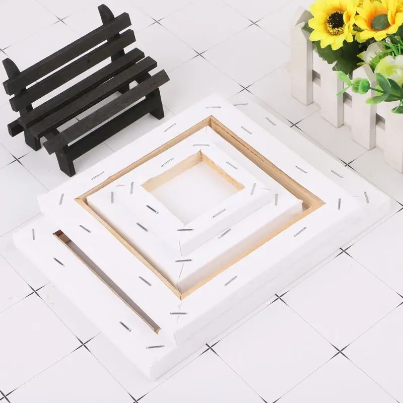 7x12 cm Mini Canvas And Natural Wood Easel Set For Art Painting Drawing Craft Wedding Supply