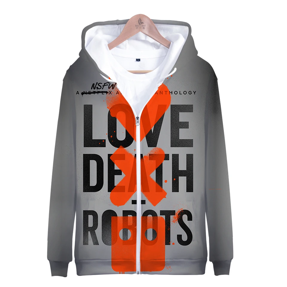 Толстовка на молнии с длинным рукавом и 3D принтом Love Death повседневная