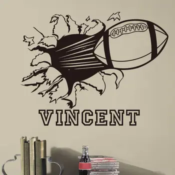 

Name Wall Stickers Home Decor Living Room Rugby Wall Breakthrough Art Wall Sticker Girls Bedroom Vinyl Decal DIY Mural LA007