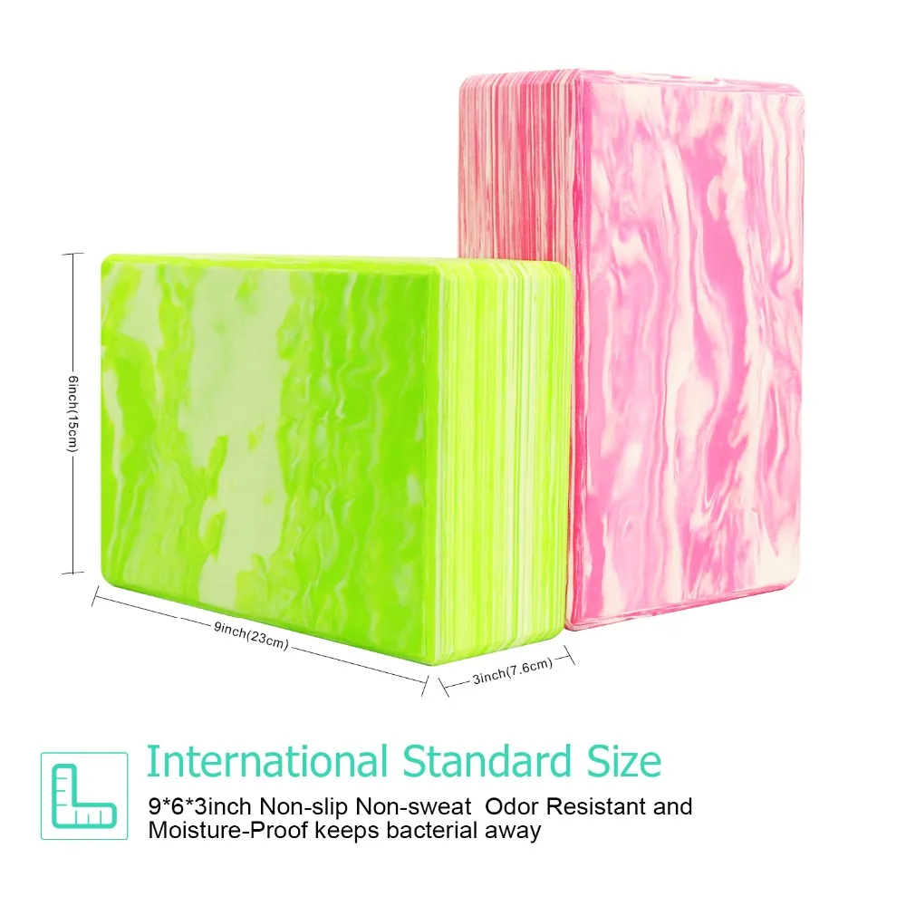 2pcs Yoga Blocks EVA Foam Blocks Yoga Stretch Strap Belts Pilates Yoga Brick Balance Aid Strength Flexibility Fitness Exercise 