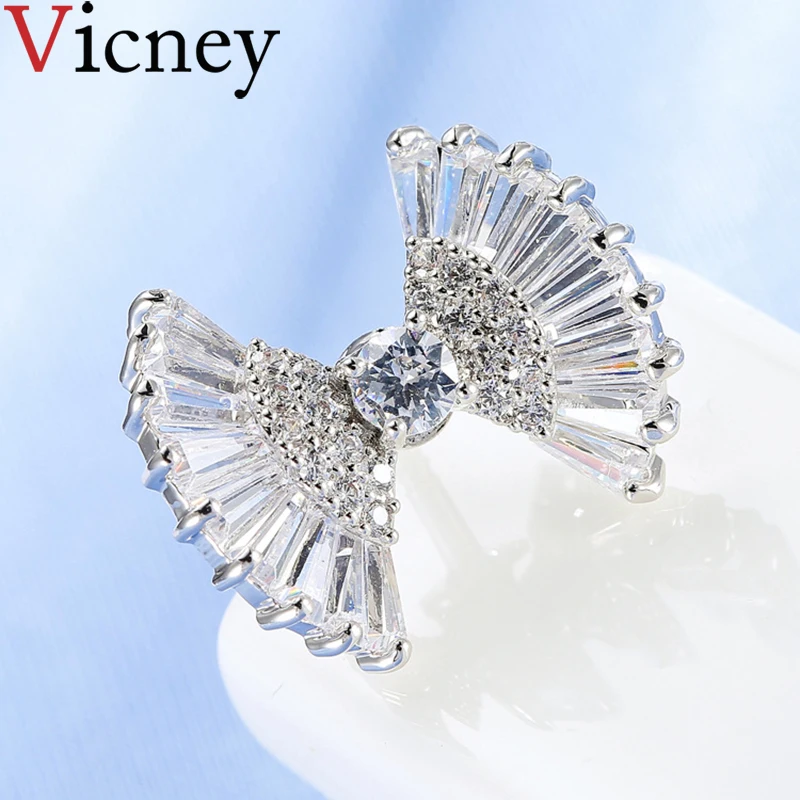 

Vicney New arrival Exquisite Bow Small Pin Brooch AAA Zircon Elegant Fashion brooches for women Jewelry broche gifts Accessories