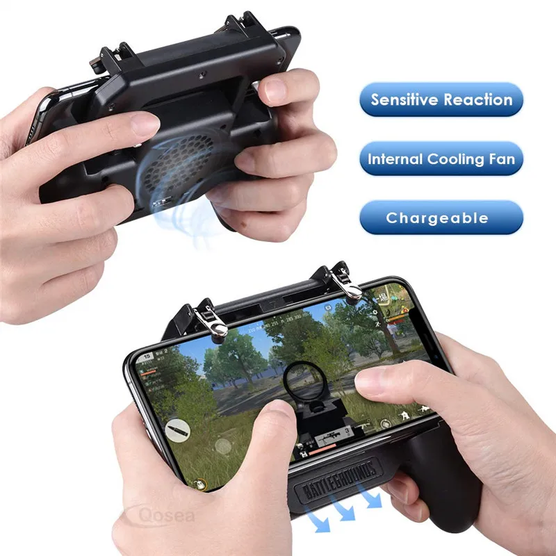 1 PCS 4000mAh Power Bank Pubg Controller Gamepad Pubg Mobile Trigger L1R1 Shooter Free Fire Joystick Game Pad Holder Cooler Fan