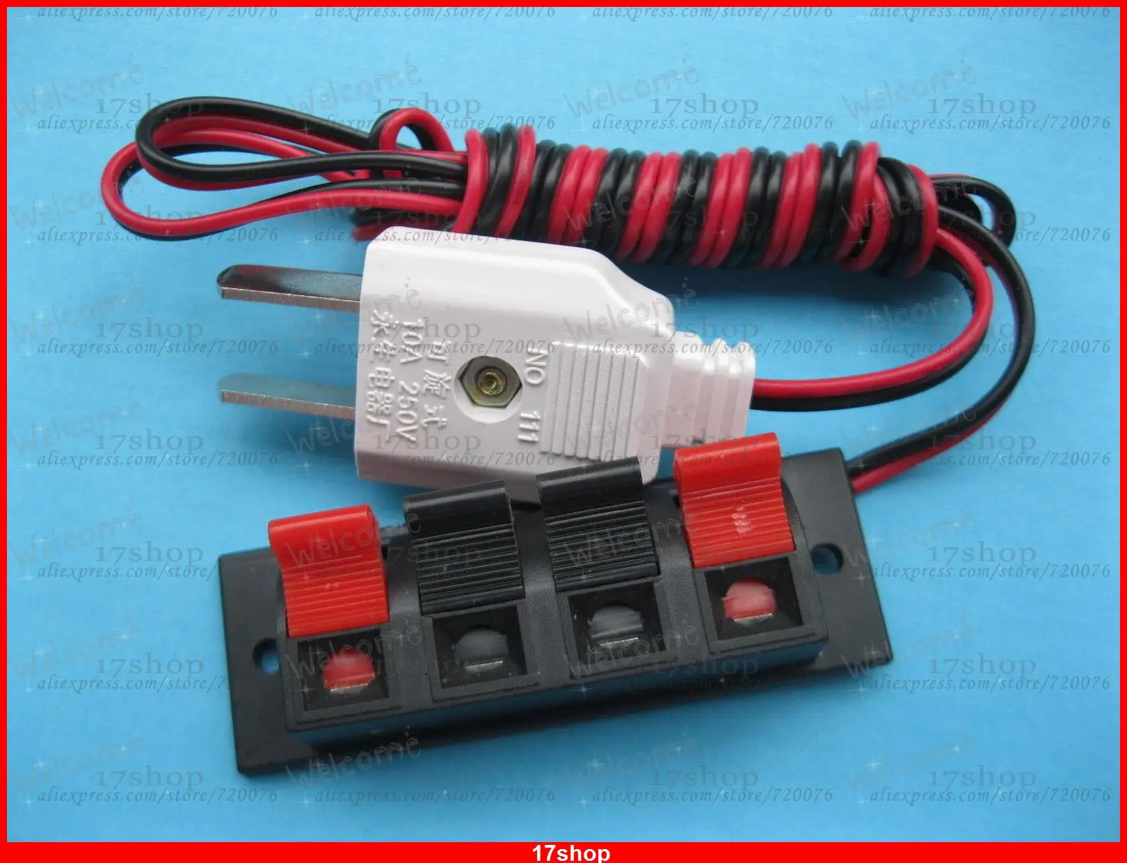 

3 pcs 4 Pin Speaker Terminal Board Spring Loaded W/ US Adapter Plug 1.5m Cable