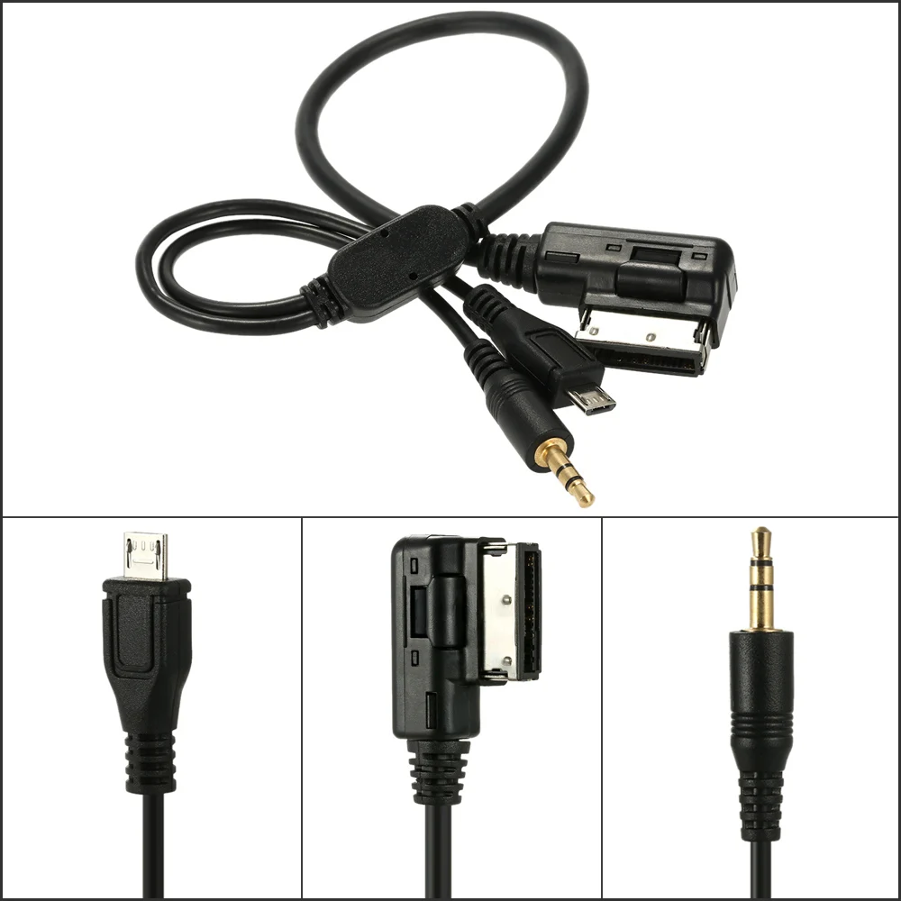

KKmoon 3.5mm Mini Jack Aux MP3 Cable USB Adapter Music AMI MMI Interface for Audi A3 A4 A5 A6 TT for VW Jetta GLI Car Style