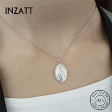 INZATT Готический Религия Святая Мать Мария кулон Цепочки и ожерелья реального 925 пробы серебро ювелирных украшений золото Цвет для Для женщин вечерние подарок