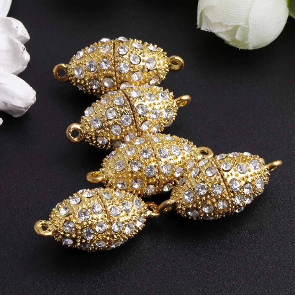 

5Pcs/Set Magnetic Clasps With Rhinestone Rugby Gold Plated Jewelry For Necklace Pendant Bracelets Jewelry Making