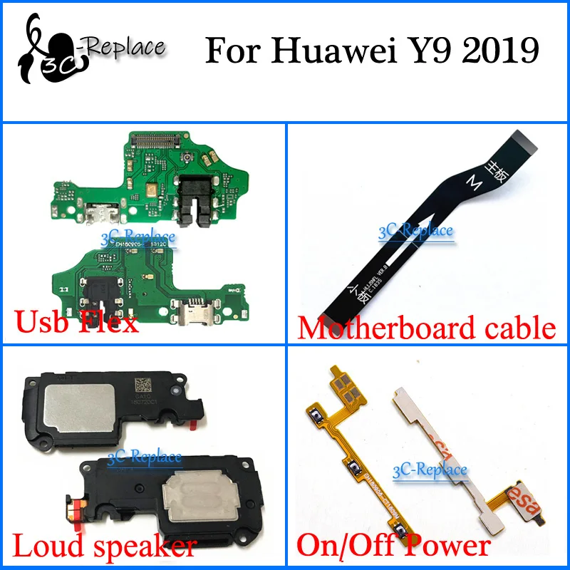 Для huawei Y9 Usb гибкий кабель материнской платы громкий динамик вкл/выкл гибкий силовой кабель