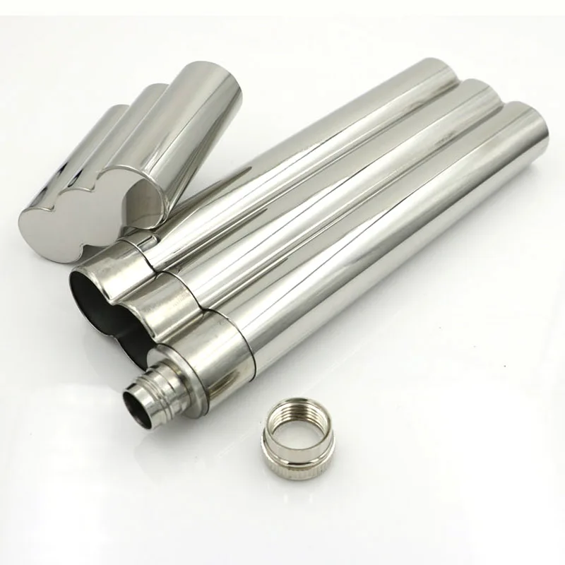 Мини фляжка для виски зеркальная полированная с двумя трубками сигар 2 унции