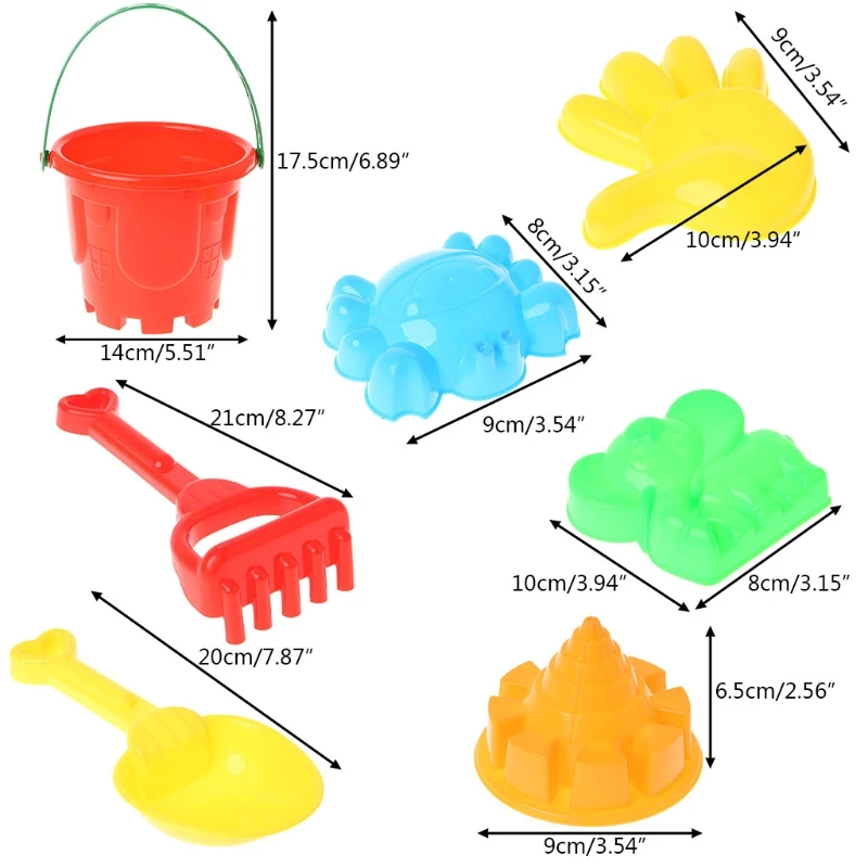 7 шт пляжные игрушки ведро Лопата грабли Дюна набор инструментов для воды для детей
