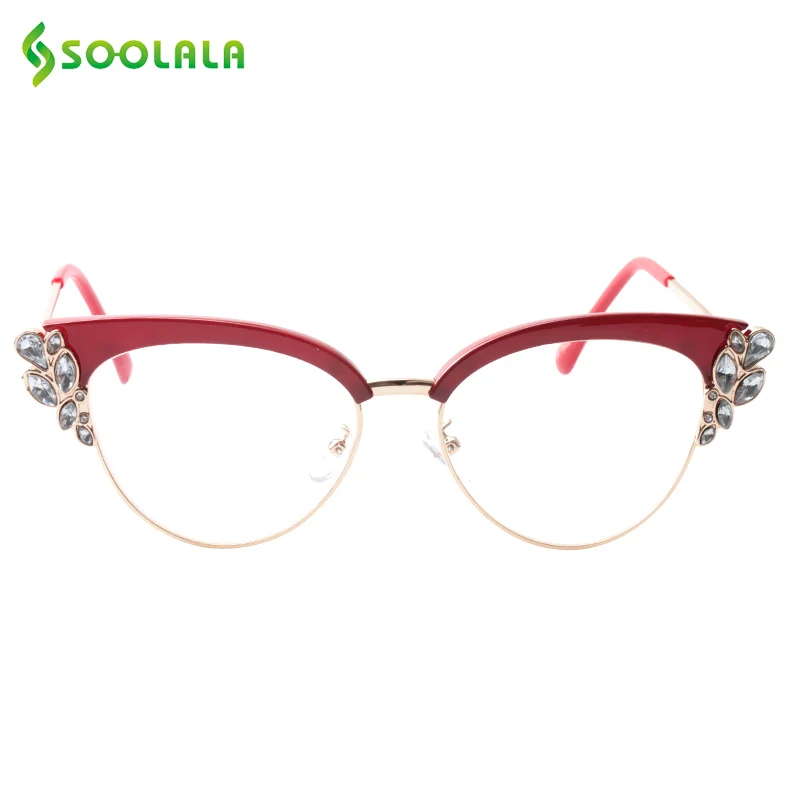 SOOLALA strass Cateye gafas de lectura mujeres moda señoras gafas montura presbicia gafas de lectura con funda + 0,5 a 4,0 SOOLALA strass Cateye gafas de lectura mujeres moda señoras gafas montura presbicia gafas de lectura con funda + 0,5 a 4,0