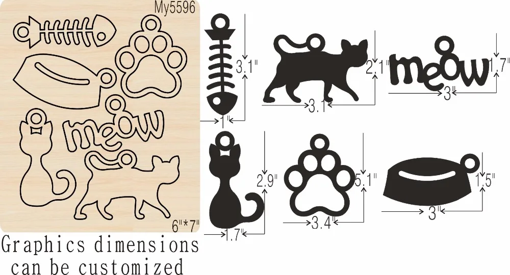 

Cat and fish bone new wooden mould cutting dies for scrapbooking Thickness-15.8mm
