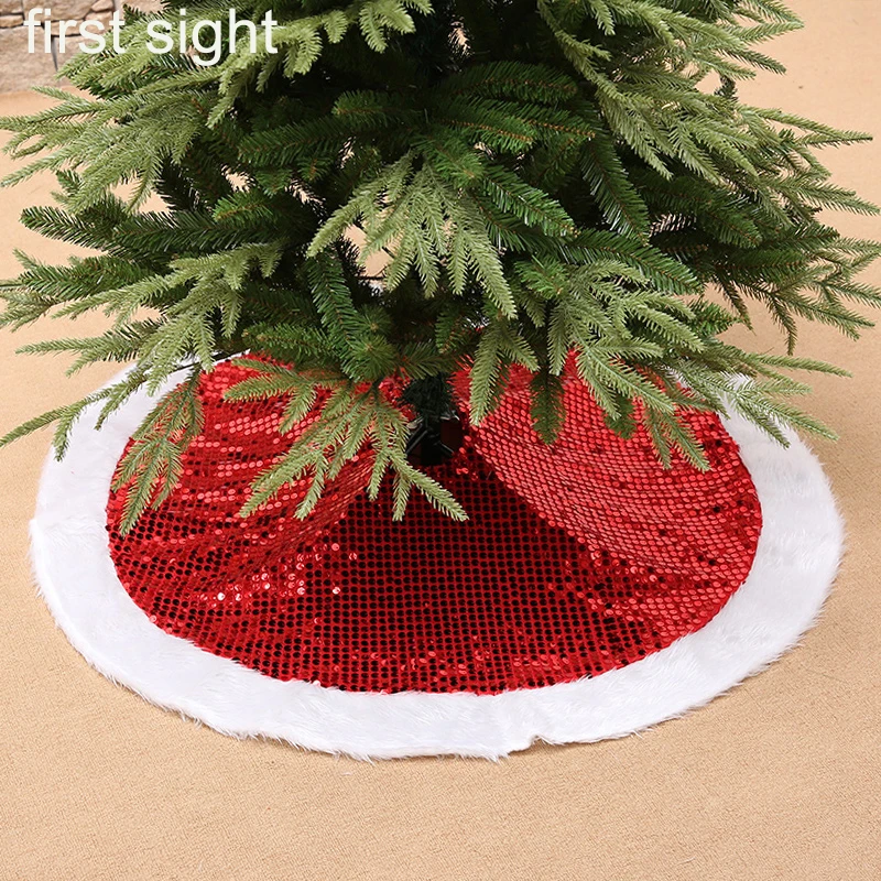 

Christmas tree skirt80 90 100 120cm evening dress delicate embroidery home decoration cute volume Santa design decorative carpet