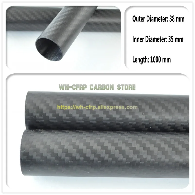 38 мм ODx 35 мм ID углеродное волокно трубка 3 к 1000 мм длинная (рулон обернутый) углеродная труба, с 100% полный углерод, Япония 3 к улучшить материал