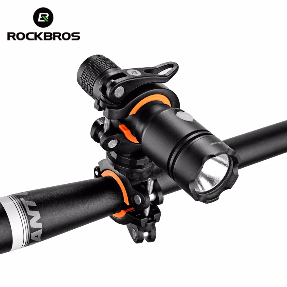 Best ROCKBROS Bicycle Bike Rotating Light Holder LED Front Flashlight Lamp Stand Pump Handlebar Holder Cycling MTB Bike Accessories 3