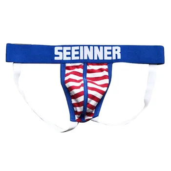 

KWAN.Z male underwear jockstrap cotton string men's thongs gay underwear sexy string homme cueca stripe erotic underwear for men