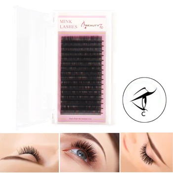 

BEAUTY7 1pcs 0.12/0.15/0.20/0.25mm C Curl Makeup False Eyelashes individual Lashes Natural Mink Eyelashes For Eyelash Extension