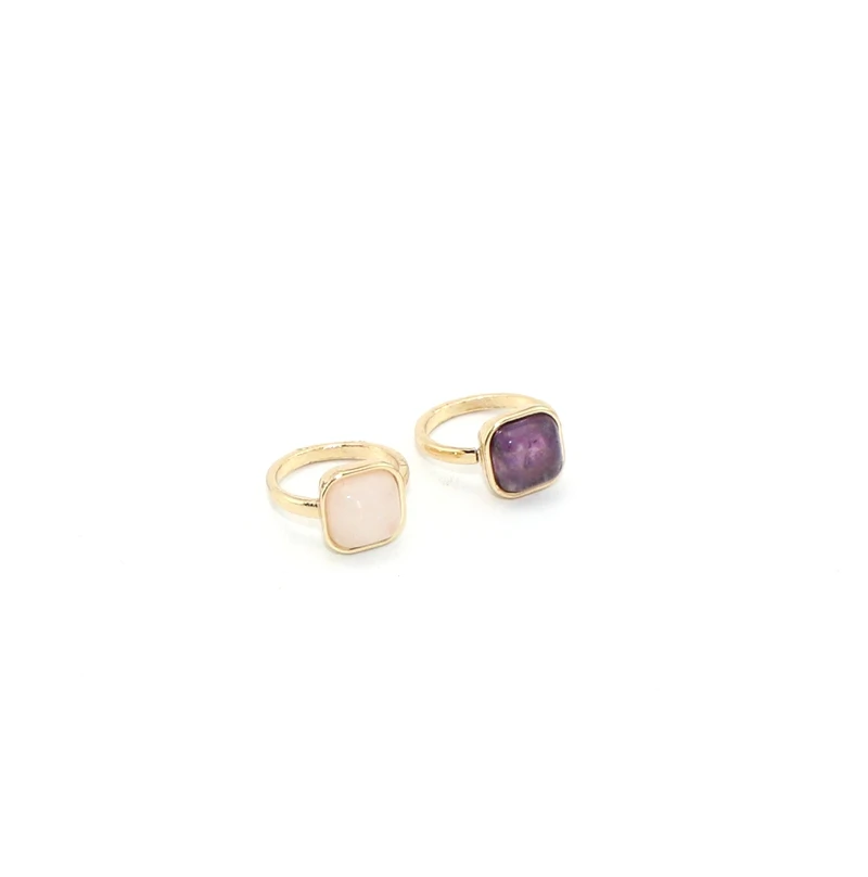 

2017 new geometric Alloy vintage pink purple square stone simple ring for women