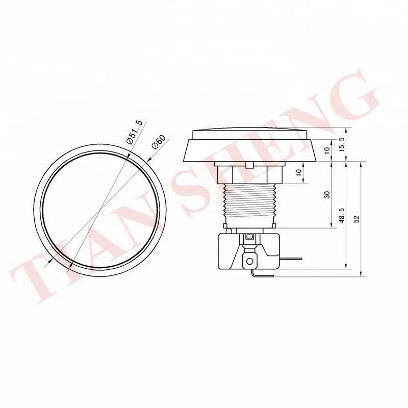 Free shipping 5pcs/lot 60mm flat Big Round illuminated Arcade Video Game Player Push Button with LED Light and microswitch