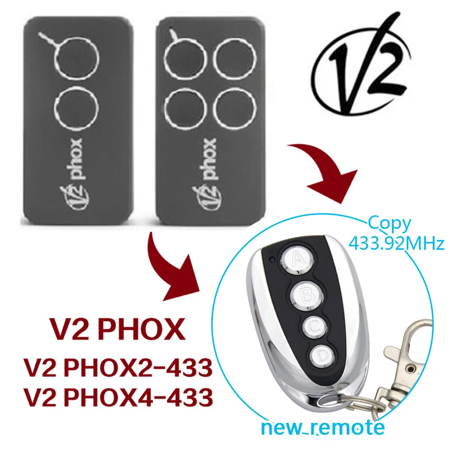 copy V2 PHOX2 433 , V2 PHOX4 433 , 433.92MHz remotes Universal remote