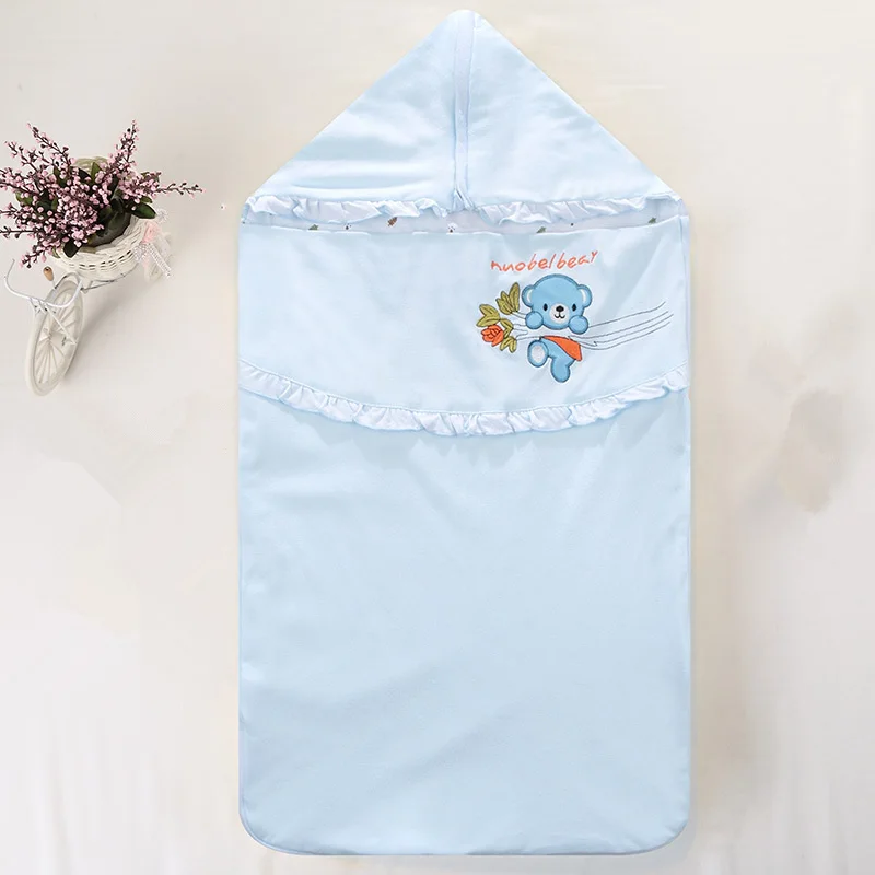Весенне-летний хлопковый спальный мешок для младенцев, конверт, постельное белье для новорожденных малышей, спальные принадлежности, Детское покрывало, пеленание - Цвет: blue