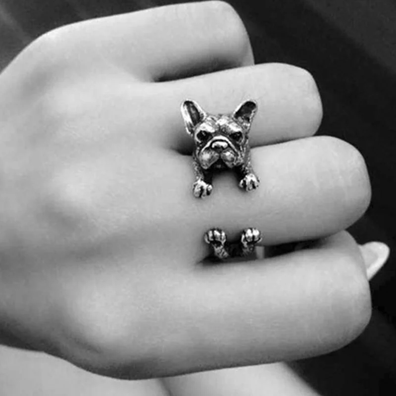 

1 Pcs Animal Ring Fashion Style Dog Pet Antique Vintage Gift Puppy Wrap Ring Adjustable Jewelry Engagement Women Accessories