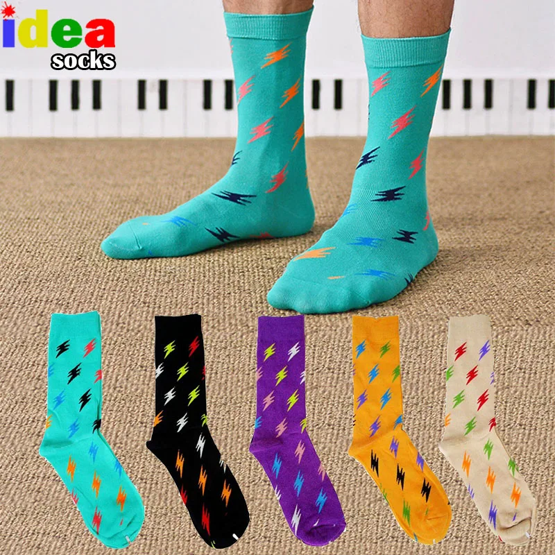 [COCOTEKK] colorful lightning fashion cotton men socks for wedding