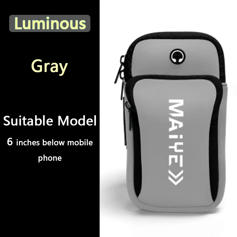 ZUCZUG светящаяся Спортивная Беговая сумка для телефона чехол Универсальный водонепроницаемый спортивный держатель для мобильного телефона для спорта на открытом воздухе - Цвет: Gray