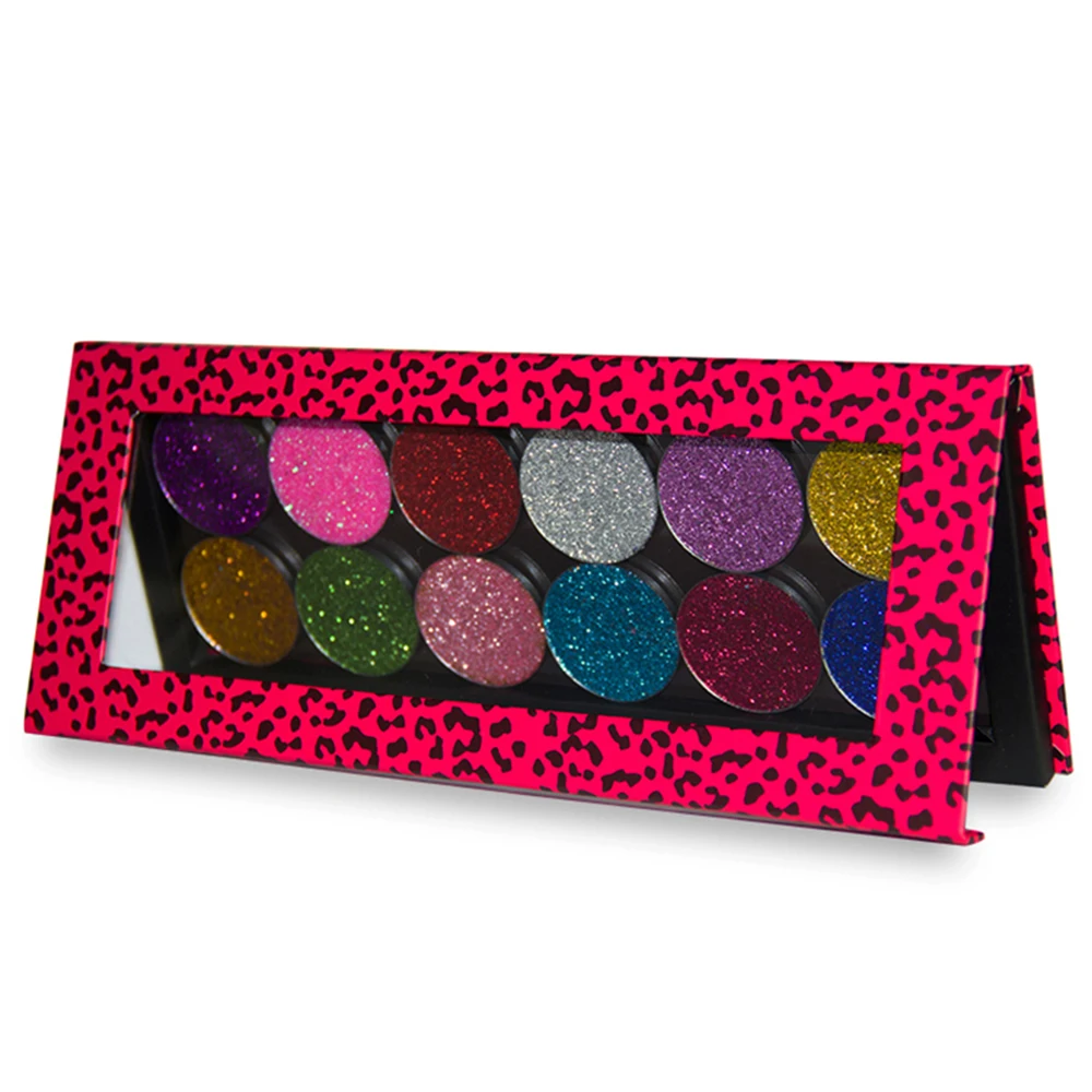 

Empty Magnetic Eyeshadow Palette Hot Pink Leopard Makeup Palette Fill 12*36mm Eye Shadow pans