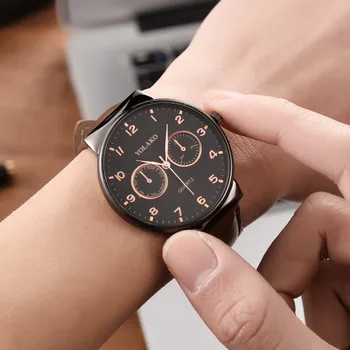 

Dropshipping Fashion Business Mens Watches Leather Watches Male Quartz Analog Sports Wrist Watch Clock Men Gift erkek kol saati