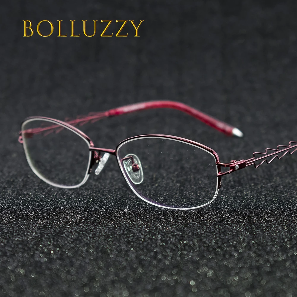 

Women Fashion Degree Eyeglass Frame Hollow Out Spring Leg Optical Prescription Finding Reading Half Rim Eyeglasses Frame Eyewear