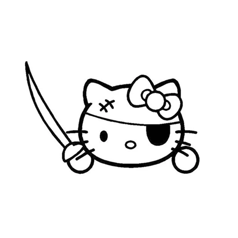 Funny Kitty hello kitty pirate eye patch JDM Vinyl Decal Sticker for