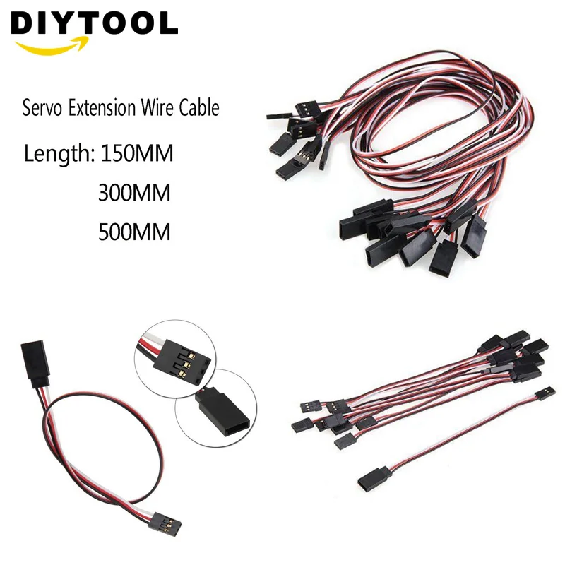 

10Pcs 150/300/500mm RC Servo Extension Cord Cable Wire Lead for RC Car Plane&Helicopter Receiver Connection