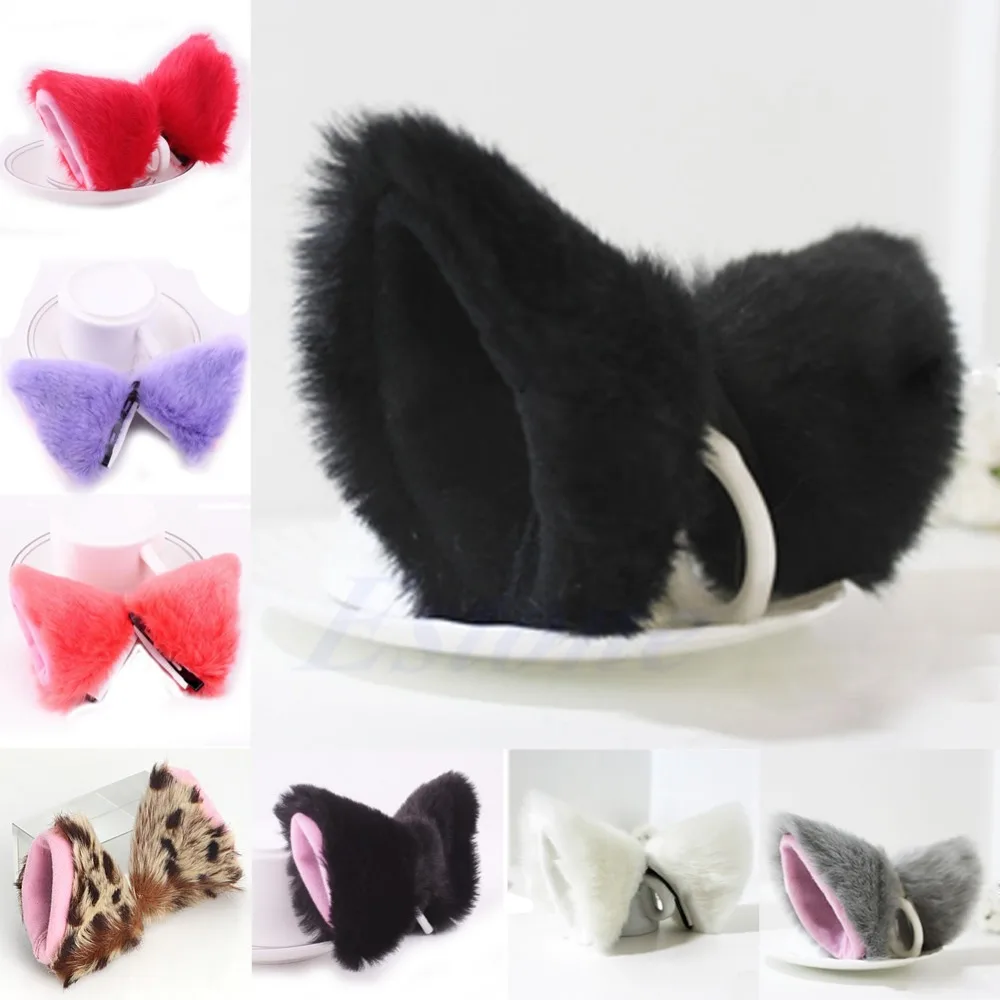 

Cosplay Party Cat Fox Long Fur Ears Neko Costume Hair Clip Halloween Orecchiette