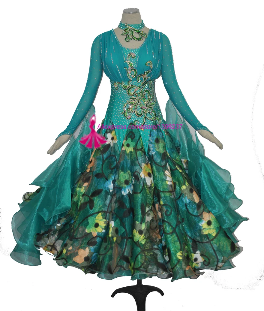 

Standard Ballroom Dress Lady 2019 New Blue Waltz Competition Dancing Skirt Top Quality Flamenco Ballroom Dance Dresses