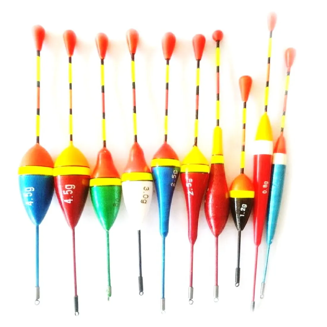 

Hot Sale 10Pcs Fishing Floats Set Buoy Bobber Fluctuate Mix Size Color float buoy pesca Light Stick Floats