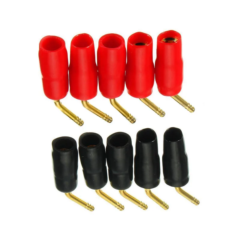 5pairs/10pcs Banana Wire Cable Pin Plug Connector Red+Black 2mm Speaker