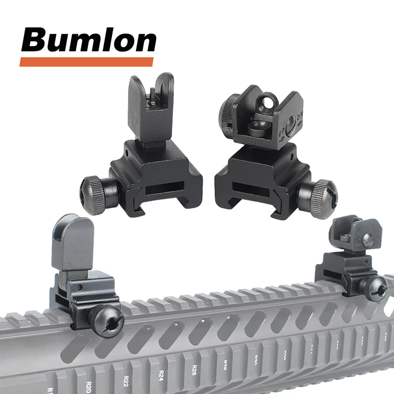 

Model 4 AR 15 Flip Up Front Rear Sight Rapid Transition with Windage Adjustment Dual Aiming Apertures Quick Detachable HT27-0009