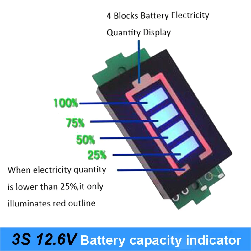 3 S 3 серия индикатор емкости литиевой батареи 12,6 в синий дисплей тестер мощности батареи электромобиля Li-po Li-Ion AU2