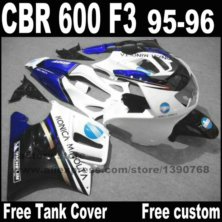 

High quality fairing kit for HONDA CBR600 F3 1995 1996 CBR 600 95 96 blue white black fairings set +tank cover DS22