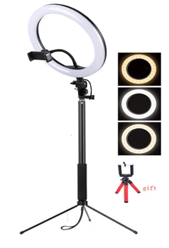 

16cm 26cm Ring Light with 120cm stand White and Yellow Led USB Plug with mini tripod as gift