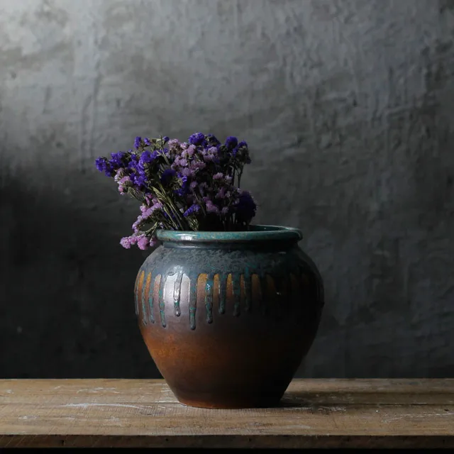 Vintage American Style Pastoral Antique Flowing Glaze Ceramic Pottery Flower Pots Villa Garden Design Porcelain Vases 3