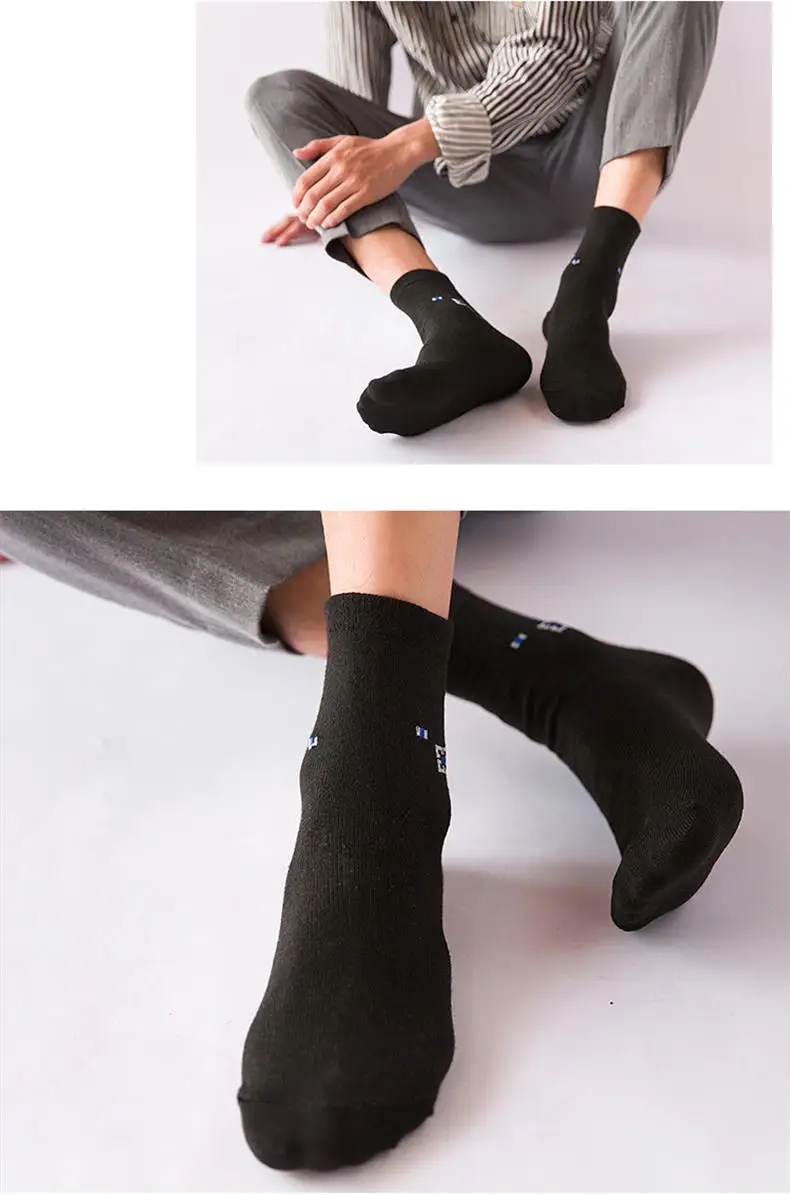 5pairs Lot Men socks Striped Plaid Diamond Solid Socks Men Combed Cotton Calcetines Largos Hombre Breathable Male Socks Business 02