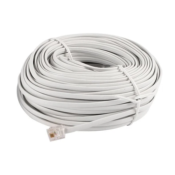 

30M 98ft RJ11 6P4C Telephone Extension Cable Connector Off White