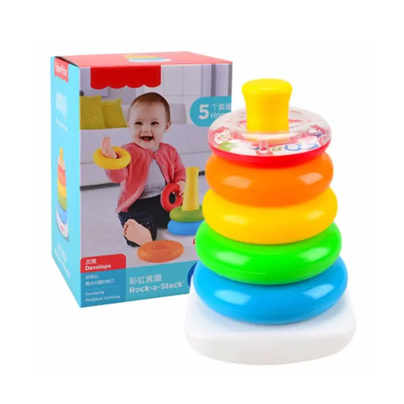 Multi Colors Ring Pyramid Baby stacking toys Set Brain Teaser Educational Tool