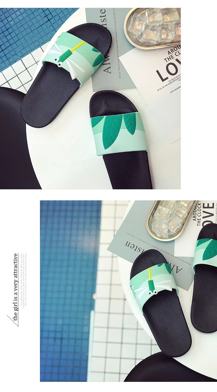 Летние домашние шлепанцы женская домашняя обувь на плоской подошве дизайнерские женские шлепанцы для ванной с рисунком Нескользящие женские шлепанцы SH022001