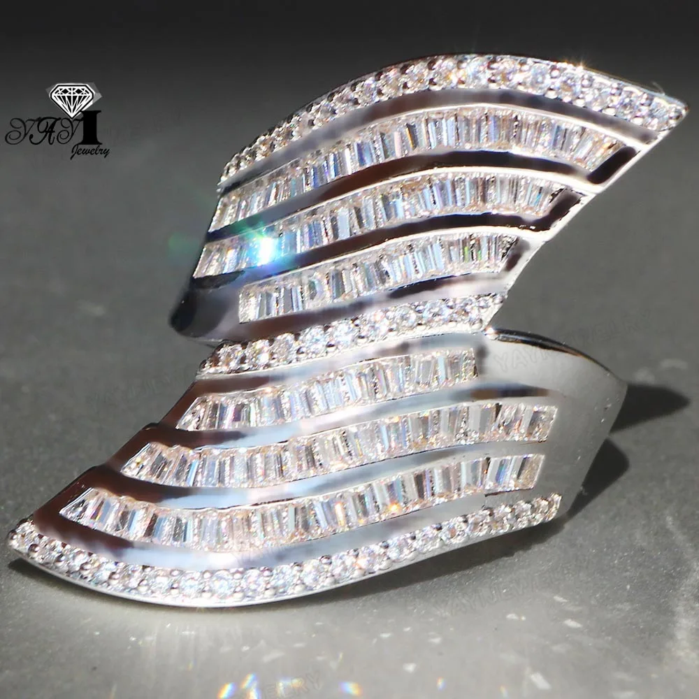 YaYI Jewelry Princess Cut 7.6 CT White Zircon Silver Color Engagement Rings wedding Heart Rings Girls Party Rings Gifts 869