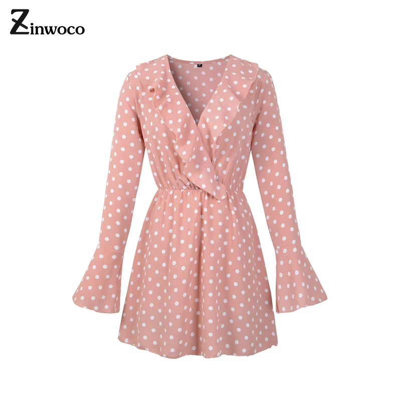 Zinwoco сексуальное женское платье с длинным рукавом Женская мода Drees Винтаж Хепберн
